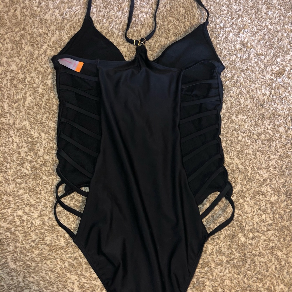 One piece sexy black swim suit